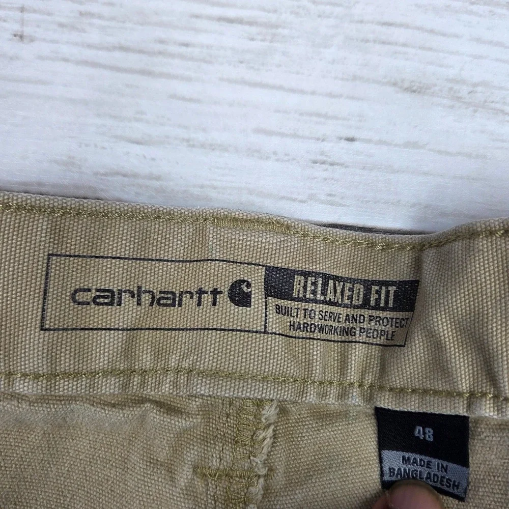Carhartt Rugged Flex Canvas Cargo Work Short Relaxed Fit Mens 48 Tan BS3542-M